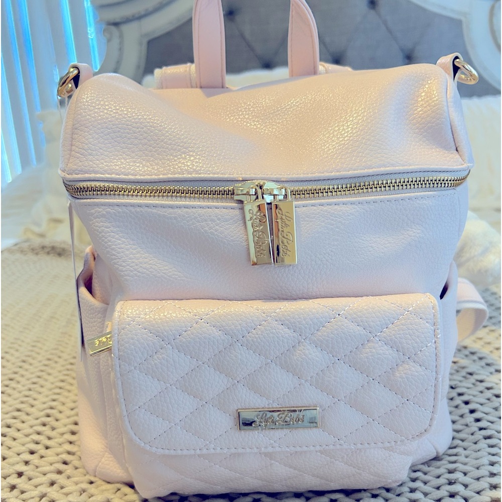 Luli Bebe diaper bag, pastel pink, petite, brand new with tags attached